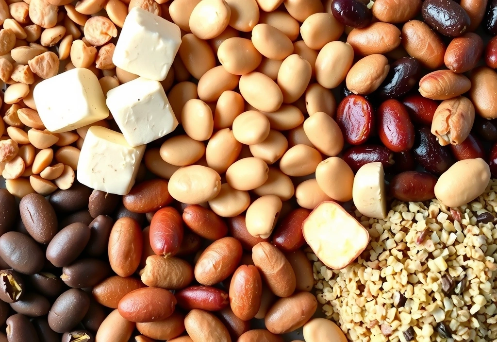 Różnorodne źródła białka roślinnego: soczewica, ciecierzyca, tofu